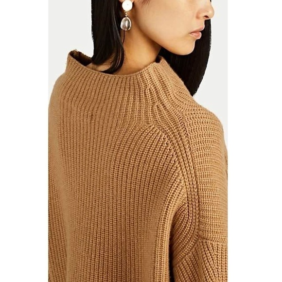 ALC Wool Cashmere Ribbed Knit Oversized Balloon Sleeve Boxy Mockneck Sweater XL - Picture 15 of 16